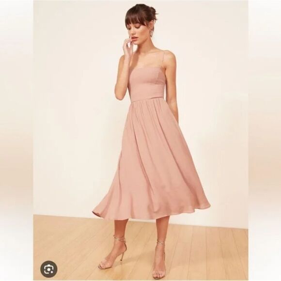 Reformation Rosehip Midi Dress Size 6 in Blush Pink - Picture 1 of 10